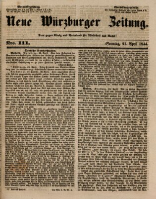 Neue Würzburger Zeitung Sonntag 21. April 1844