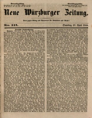 Neue Würzburger Zeitung Samstag 27. April 1844