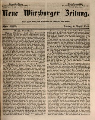 Neue Würzburger Zeitung Dienstag 6. August 1844