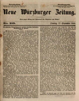 Neue Würzburger Zeitung Dienstag 17. September 1844