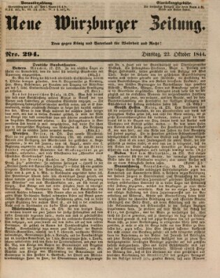 Neue Würzburger Zeitung Dienstag 22. Oktober 1844