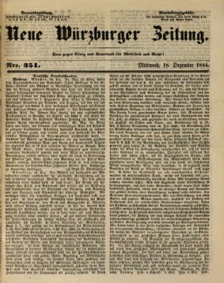 Neue Würzburger Zeitung Mittwoch 18. Dezember 1844