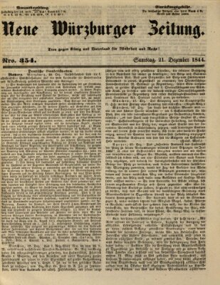 Neue Würzburger Zeitung Samstag 21. Dezember 1844