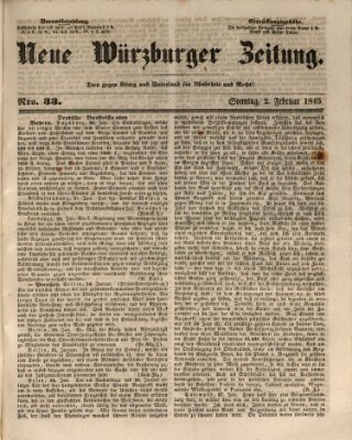 Neue Würzburger Zeitung Sonntag 2. Februar 1845