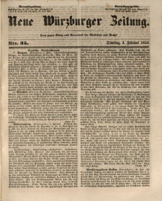 Neue Würzburger Zeitung Dienstag 4. Februar 1845