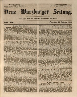 Neue Würzburger Zeitung Samstag 15. Februar 1845