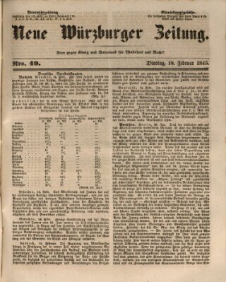 Neue Würzburger Zeitung Dienstag 18. Februar 1845