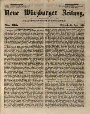 Neue Würzburger Zeitung Mittwoch 16. April 1845