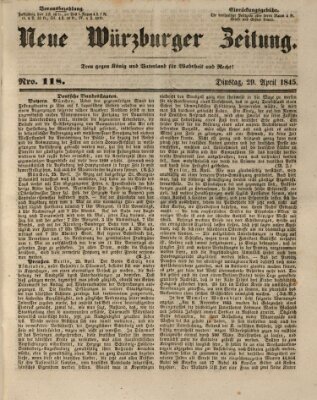 Neue Würzburger Zeitung Dienstag 29. April 1845