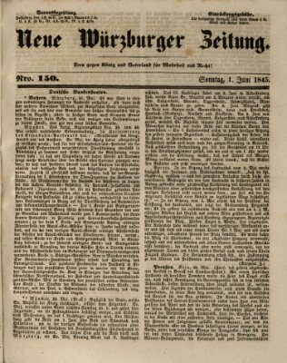 Neue Würzburger Zeitung Sonntag 1. Juni 1845