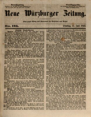 Neue Würzburger Zeitung Dienstag 15. Juli 1845