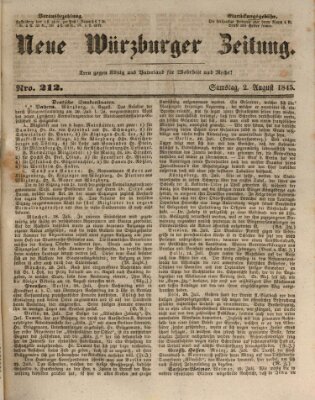 Neue Würzburger Zeitung Samstag 2. August 1845