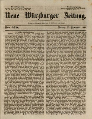 Neue Würzburger Zeitung Montag 29. September 1845