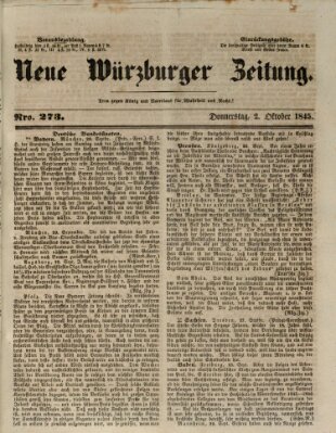 Neue Würzburger Zeitung Donnerstag 2. Oktober 1845