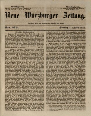 Neue Würzburger Zeitung Samstag 4. Oktober 1845