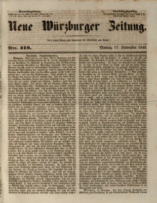 Neue Würzburger Zeitung Montag 17. November 1845