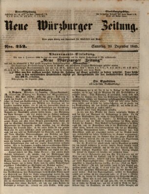 Neue Würzburger Zeitung Samstag 20. Dezember 1845