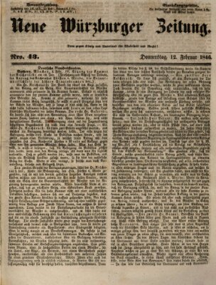 Neue Würzburger Zeitung Donnerstag 12. Februar 1846