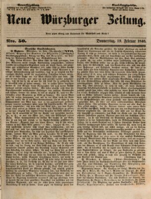 Neue Würzburger Zeitung Donnerstag 19. Februar 1846