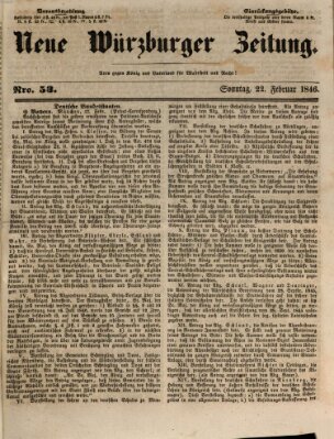 Neue Würzburger Zeitung Sonntag 22. Februar 1846