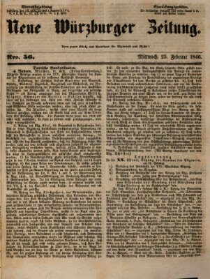 Neue Würzburger Zeitung Mittwoch 25. Februar 1846