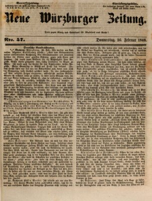 Neue Würzburger Zeitung Donnerstag 26. Februar 1846