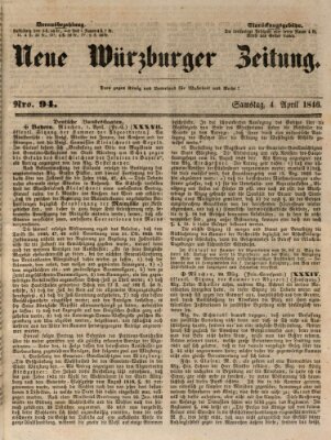 Neue Würzburger Zeitung Samstag 4. April 1846