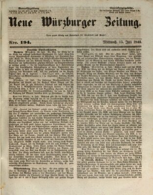 Neue Würzburger Zeitung Mittwoch 15. Juli 1846