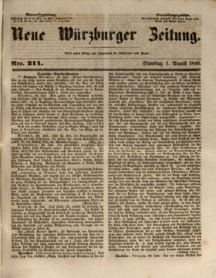 Neue Würzburger Zeitung Samstag 1. August 1846