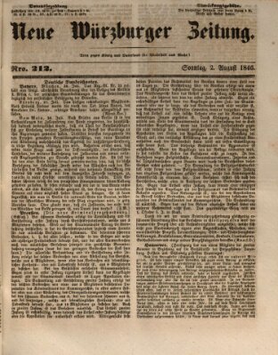 Neue Würzburger Zeitung Sonntag 2. August 1846