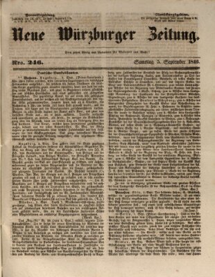 Neue Würzburger Zeitung Samstag 5. September 1846