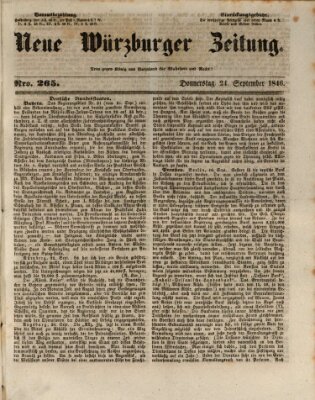 Neue Würzburger Zeitung Donnerstag 24. September 1846