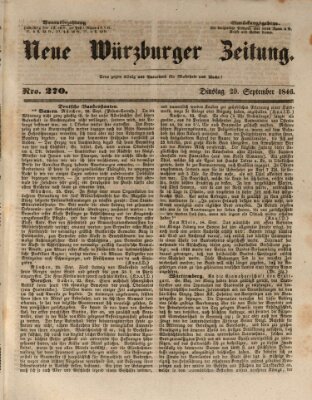 Neue Würzburger Zeitung Dienstag 29. September 1846