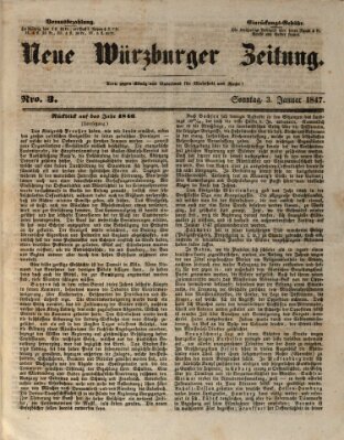 Neue Würzburger Zeitung Sonntag 3. Januar 1847