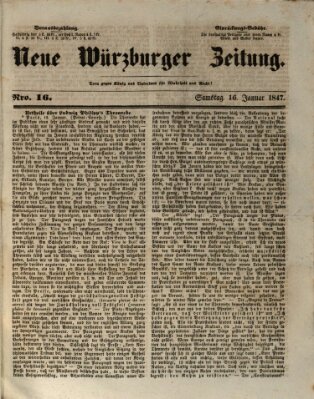 Neue Würzburger Zeitung Samstag 16. Januar 1847