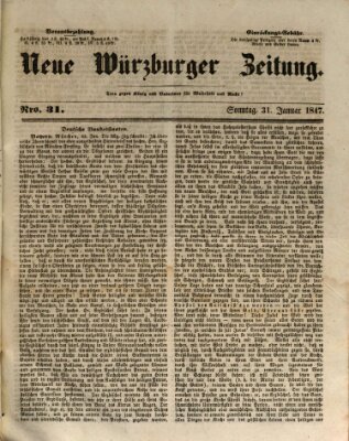 Neue Würzburger Zeitung Sonntag 31. Januar 1847