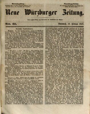 Neue Würzburger Zeitung Mittwoch 10. Februar 1847