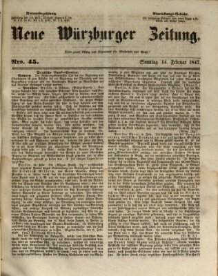 Neue Würzburger Zeitung Sonntag 14. Februar 1847