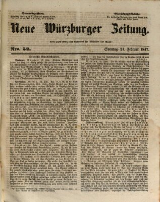 Neue Würzburger Zeitung Sonntag 21. Februar 1847