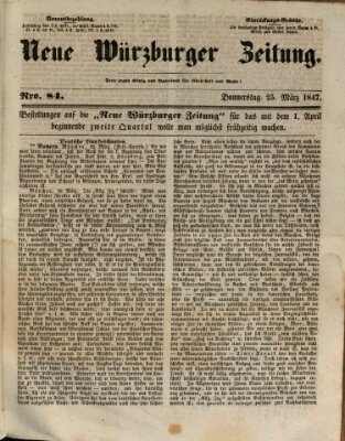 Neue Würzburger Zeitung Donnerstag 25. März 1847