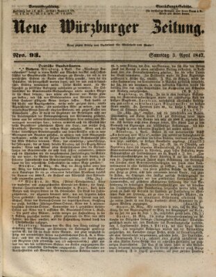 Neue Würzburger Zeitung Samstag 3. April 1847