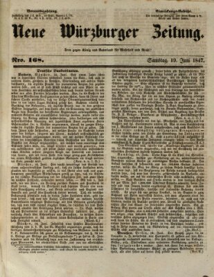 Neue Würzburger Zeitung Samstag 19. Juni 1847