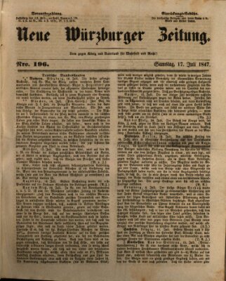 Neue Würzburger Zeitung Samstag 17. Juli 1847