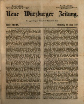 Neue Würzburger Zeitung Samstag 31. Juli 1847