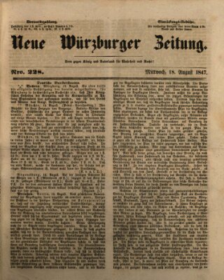 Neue Würzburger Zeitung Mittwoch 18. August 1847