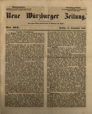 Neue Würzburger Zeitung Freitag 10. September 1847