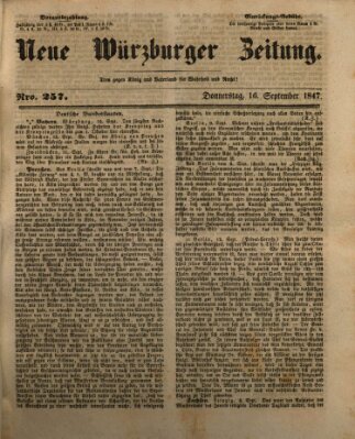 Neue Würzburger Zeitung Donnerstag 16. September 1847