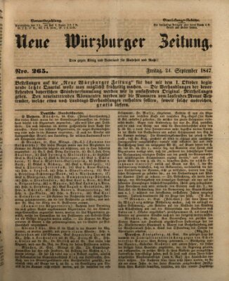 Neue Würzburger Zeitung Freitag 24. September 1847