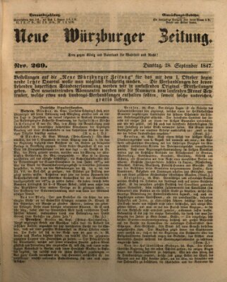 Neue Würzburger Zeitung Dienstag 28. September 1847