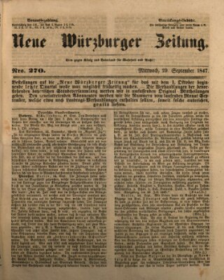 Neue Würzburger Zeitung Mittwoch 29. September 1847